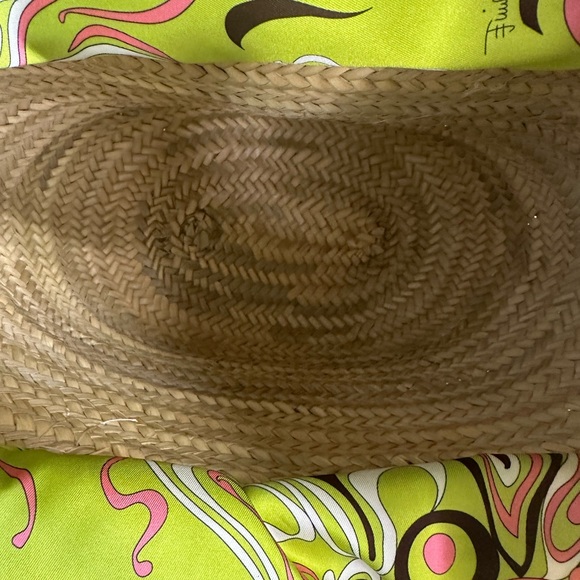 Emilio Pucci Large Basket Bag Tan and Green Straw - Picture 4 of 6